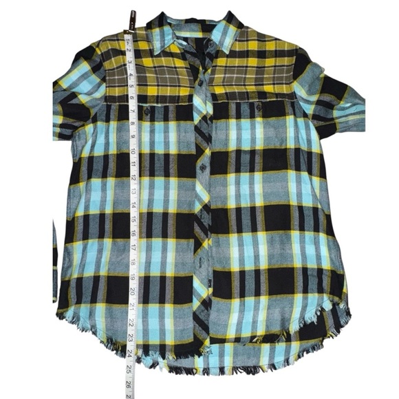 Rails Brando Plaid Button Down Sky Mixed Flannel Colorblock Blue Yellow XS NWOT - Picture 14 of 16
